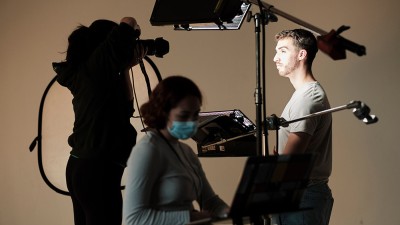 students working with photo equipment.