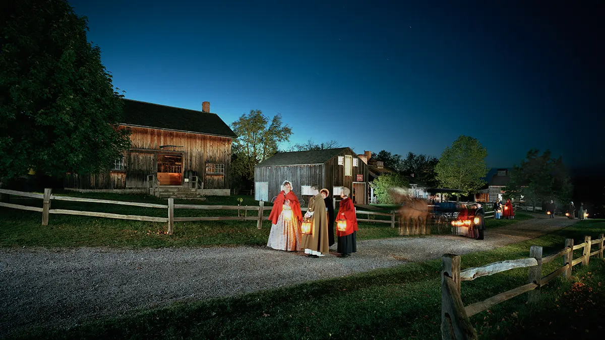Genesee Country Museum - Mumford, N.Y. lit up at night