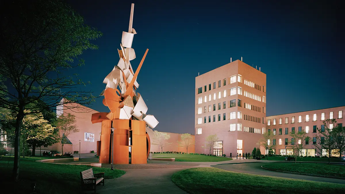 RIT’s Sentinel Sculpture - Rochester, N.Y. lit up at night