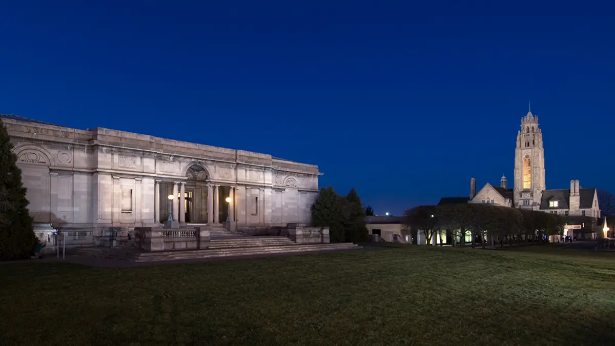 Memorial Art Gallery - Rochester, N.Y. lit up at night