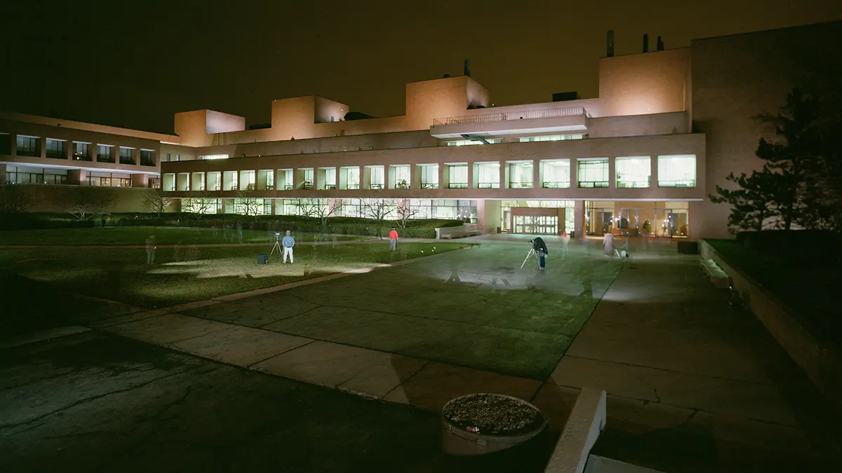 Frank E. Gannett Building - RIT campus lit up at night