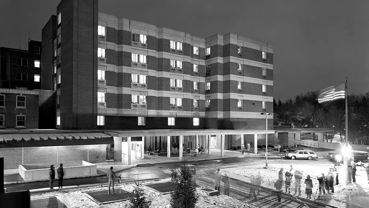 Highland Hospital - Rochester, N.Y. lit up at night