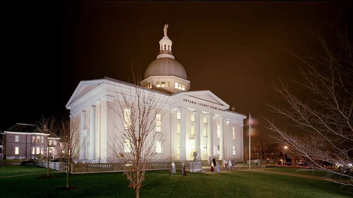 Ontario County Courthouse - Canandaigua, N.Y. lit up at night