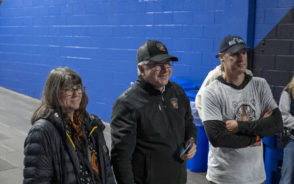 President Bill Sanders and wife Emily with Todd Jokl, CAD dean.