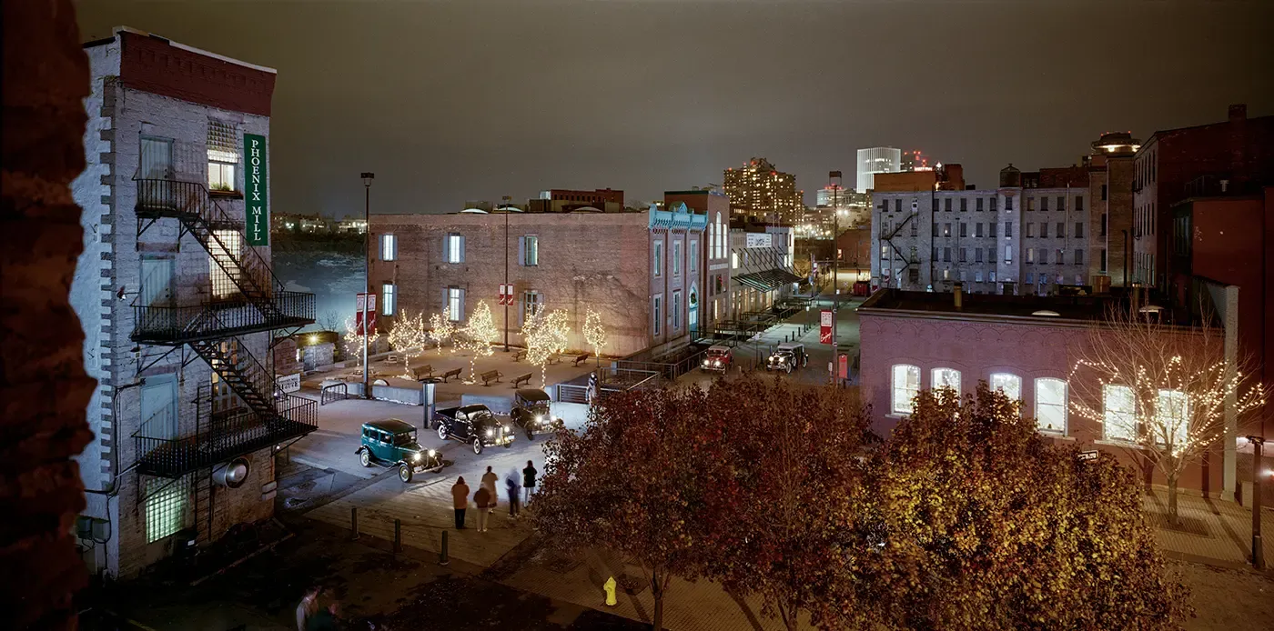 Brown’s Race at High Falls - Rochester, N.Y. lit up at night