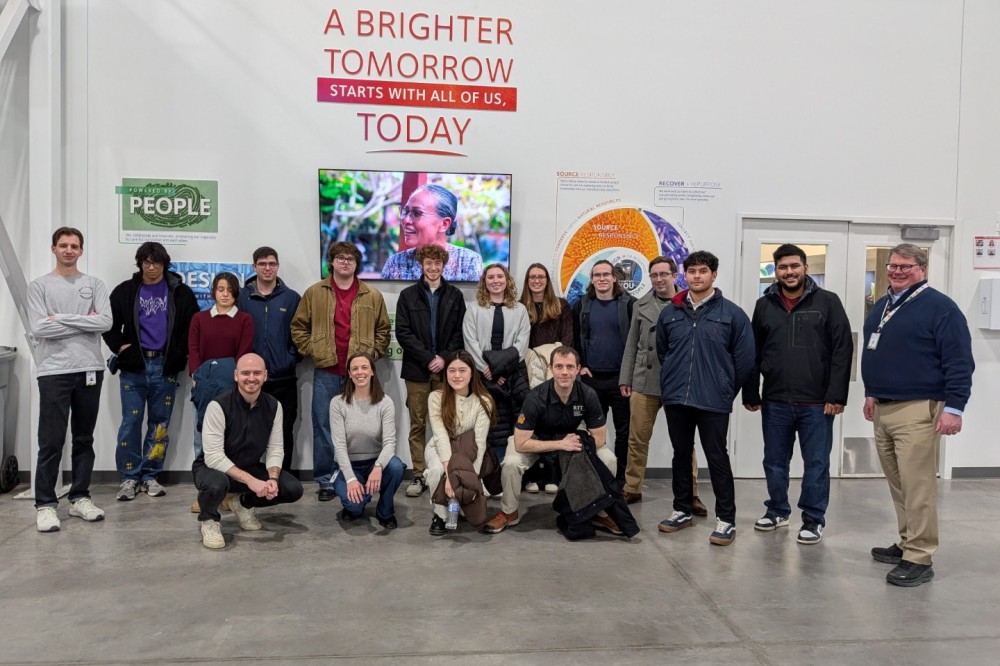 Group photo in warehouse