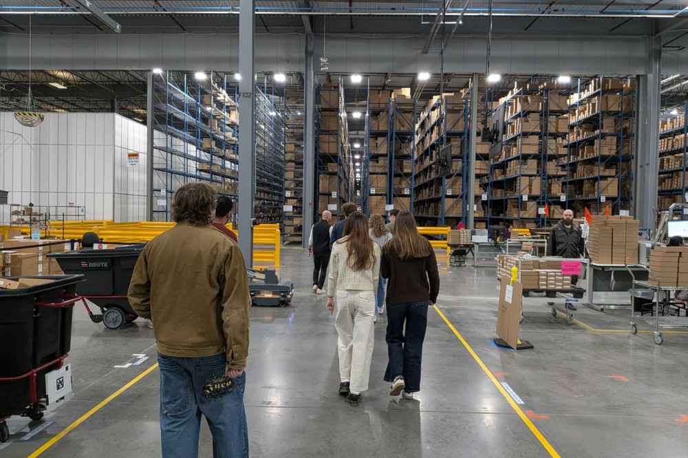 Walking in warehouse