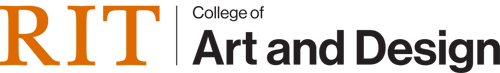 Orange and black logo for College of Art and Design