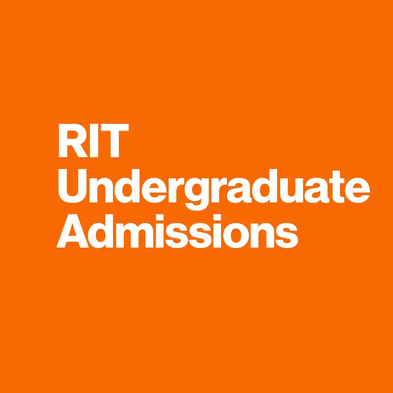 RIT undergraduate admissions lockup in a orange square