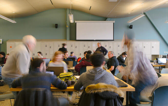 Long exposure of a classroom full of students