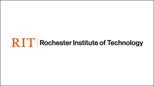 Orange RIT and black Rochester Institute of Technology on a white background