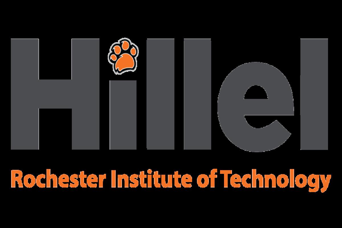 Hillel at Rochester Institute of Technology logo featuring the word “Hillel” with an orange RIT tiger paw above the letter i.
