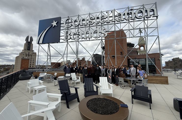 saunders students in front of constellation brands sign