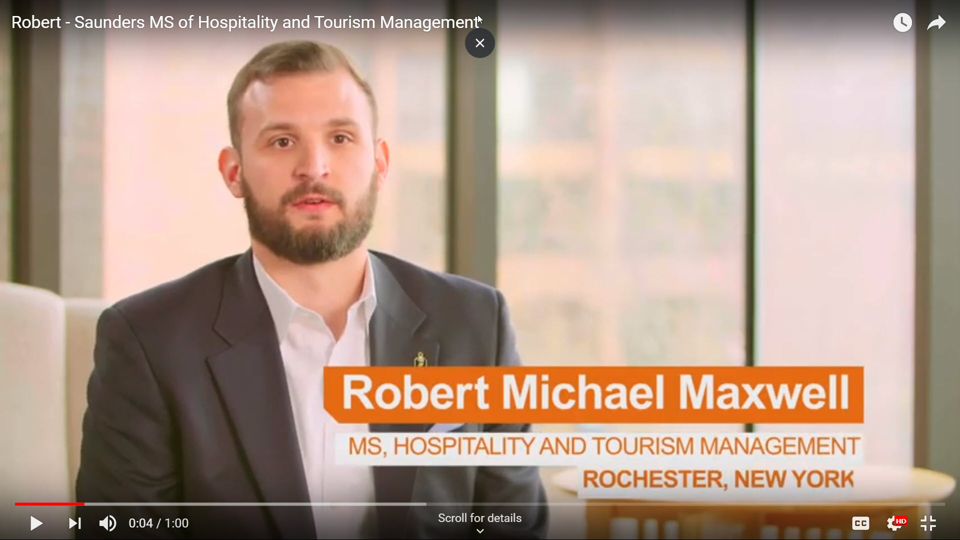 Robert: MS, Hospitality and Tourism Management