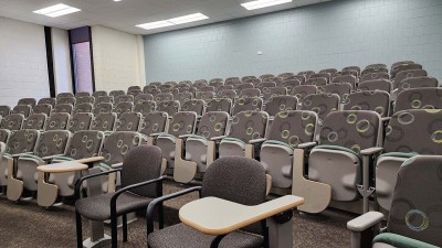 another view of the empty auditorium seating.