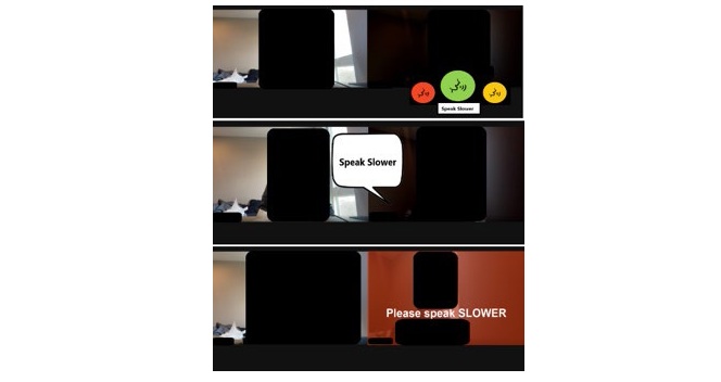 A comic-style graphic showing difficulty with speech to text conversion.