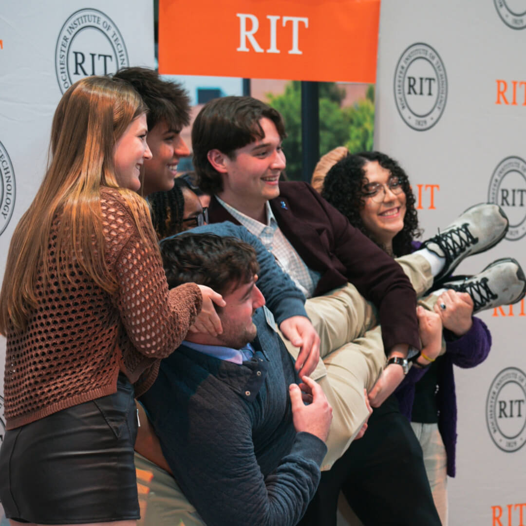 Students posing for a photo at the Student Organization Awards event during SpringFest
