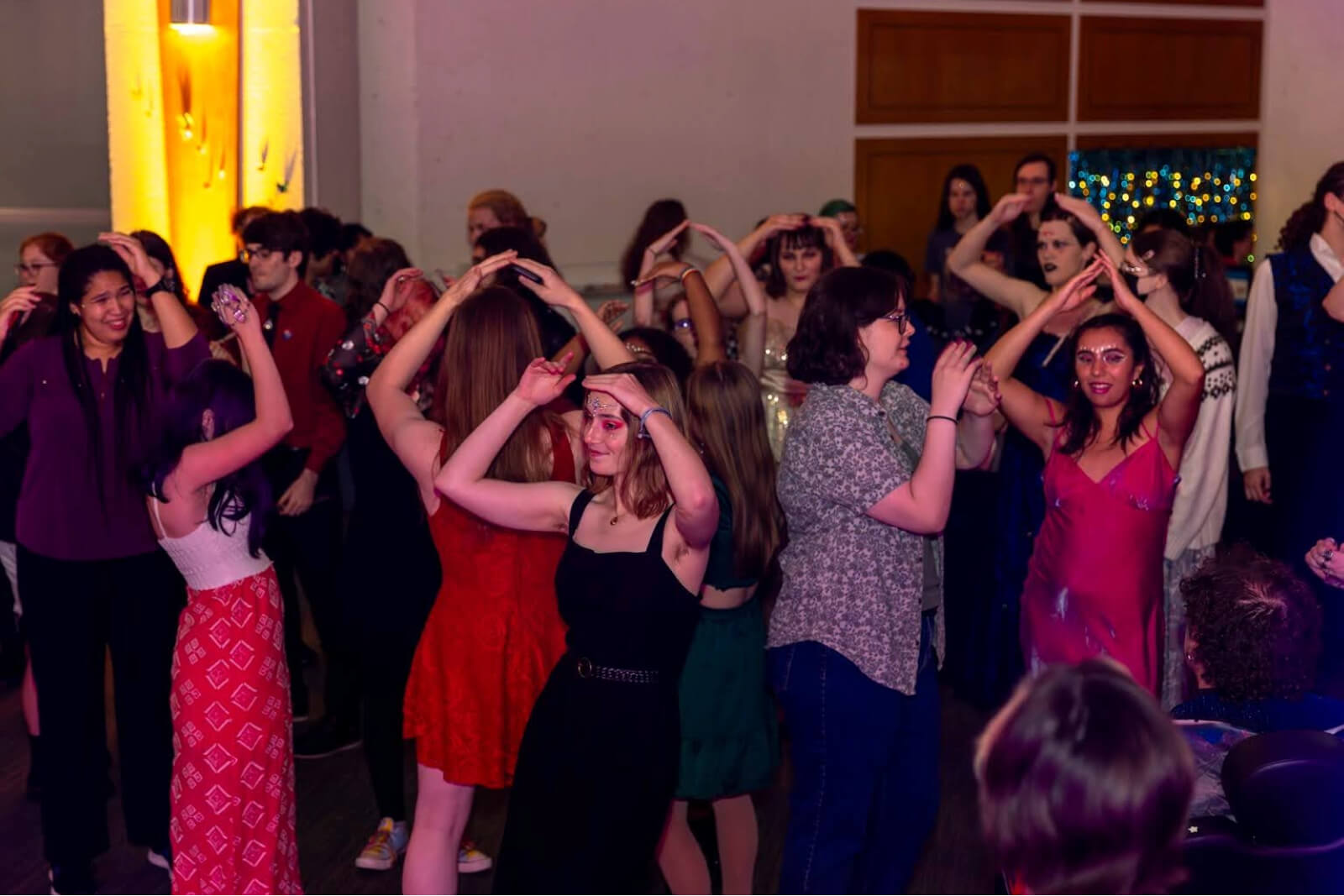 A group of students dancing during Rainbow Prom