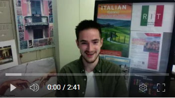 Screenshot from a video of RIT student giving a testimonial about A Door to Italy