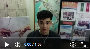 Screenshot from a video of RIT student giving a testimonial about A Door to Italy