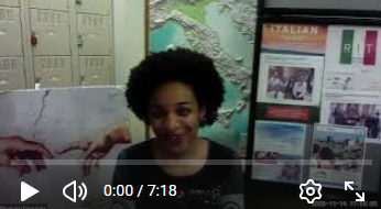 Screenshot from a video of RIT student giving a testimonial about A Door to Italy
