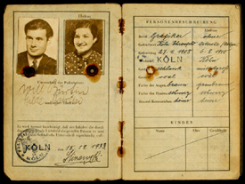 Passport photographs.  Will and Hilde Burtin.  Deutsches Reich Reise-pass [Will and Hilde Burtin’s German passport], 1933