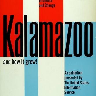 Broadside. Designed by Burtin for Kalamazoo...and how it grew! exhibit, shown throughout England, 1958.