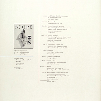 Back cover. Scope magazine, vol. IV, no. 2 (Summer, 1954). Art director Will Burtin.