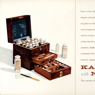 Inside back cover. Upjohn advertisement. Scope magazine, vol. IV, no. 2 (Summer, 1954). Art director Will Burtin.