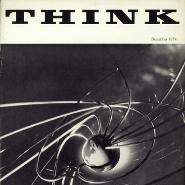 Cover. Think magazine, vol. 24, no. 12 (December, 1958). Cosmic ray cover image designed by Will Burtin for IBM.