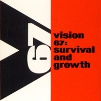 Cover. Vision 67 conference brochure. Designed by Burtin, 1967.