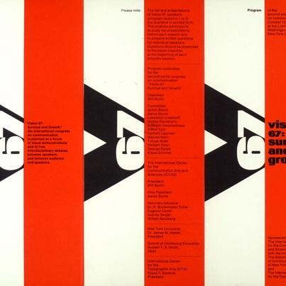 Spread. Vision 67 conference brochure. Designed by Burtin, 1967.