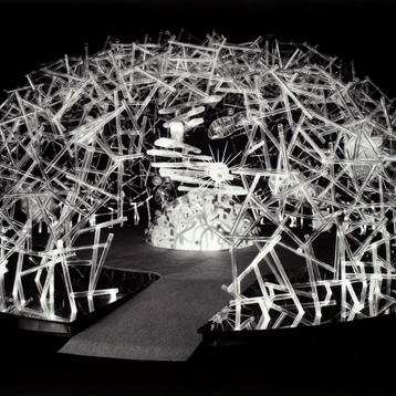 Photograph. Cell (24 ft.) exhibit exterior, 1958. Photograph by Ezra Stoller © Esto.