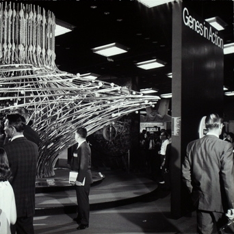 Photograph. Cell (24 ft.) exhibit exterior, 1958. Photograph by Ezra Stoller © Esto.
