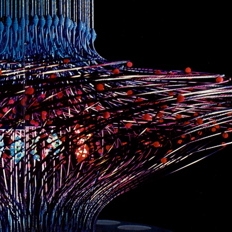 Photograph. Chromosome: Genes in Action exhibit, designed by Burtin, 1960. Photograph by Ezra Stoller © Esto.