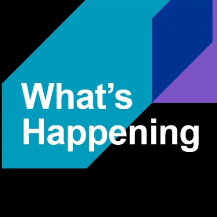 graphic reads What's Happening.