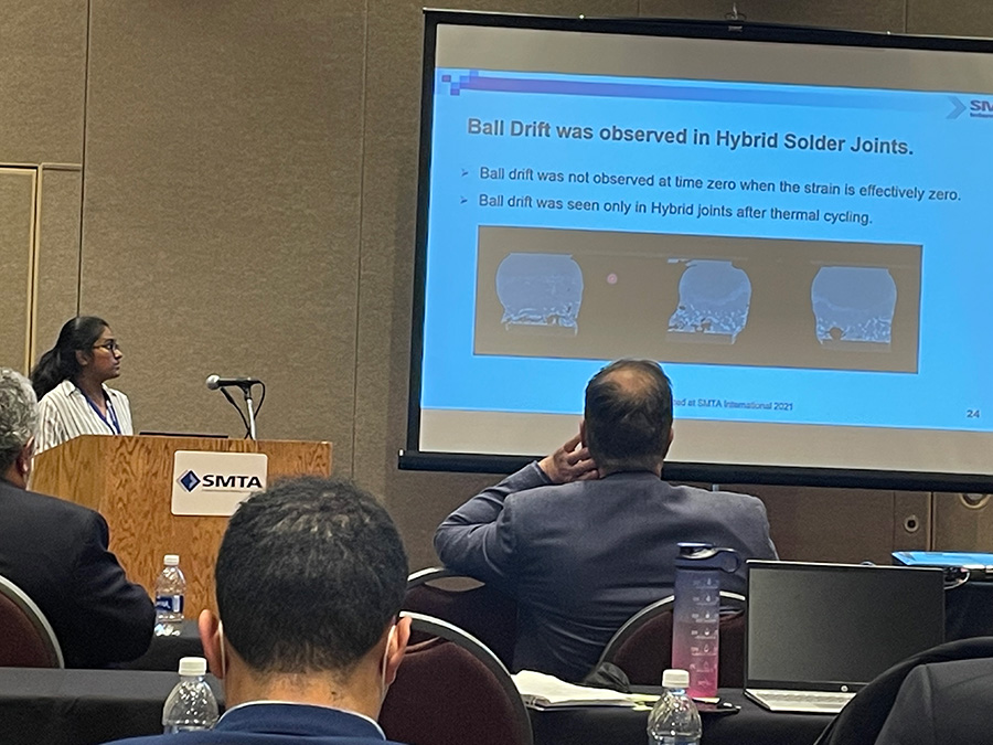 Group of adults watching a presentation on a projector.