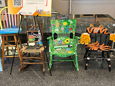 all of the chairs on display together