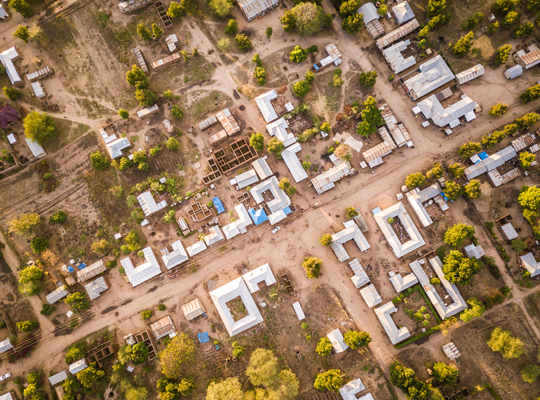 aerial view of rural village