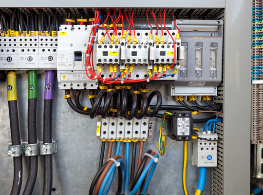 building meters, wires, utility boxes