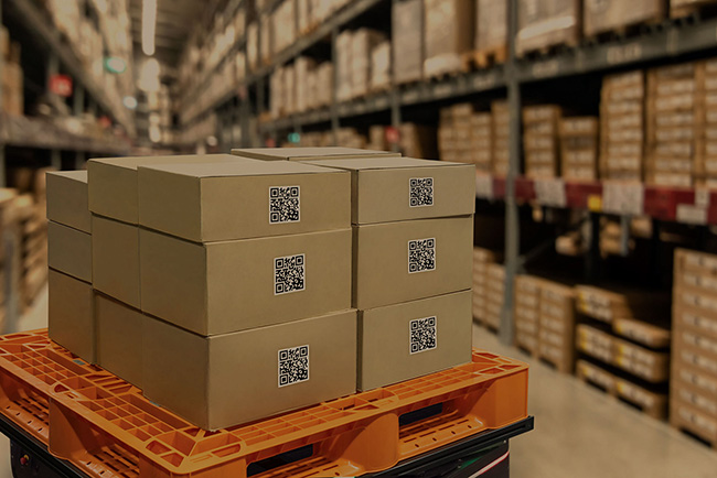Boxes with QR codes