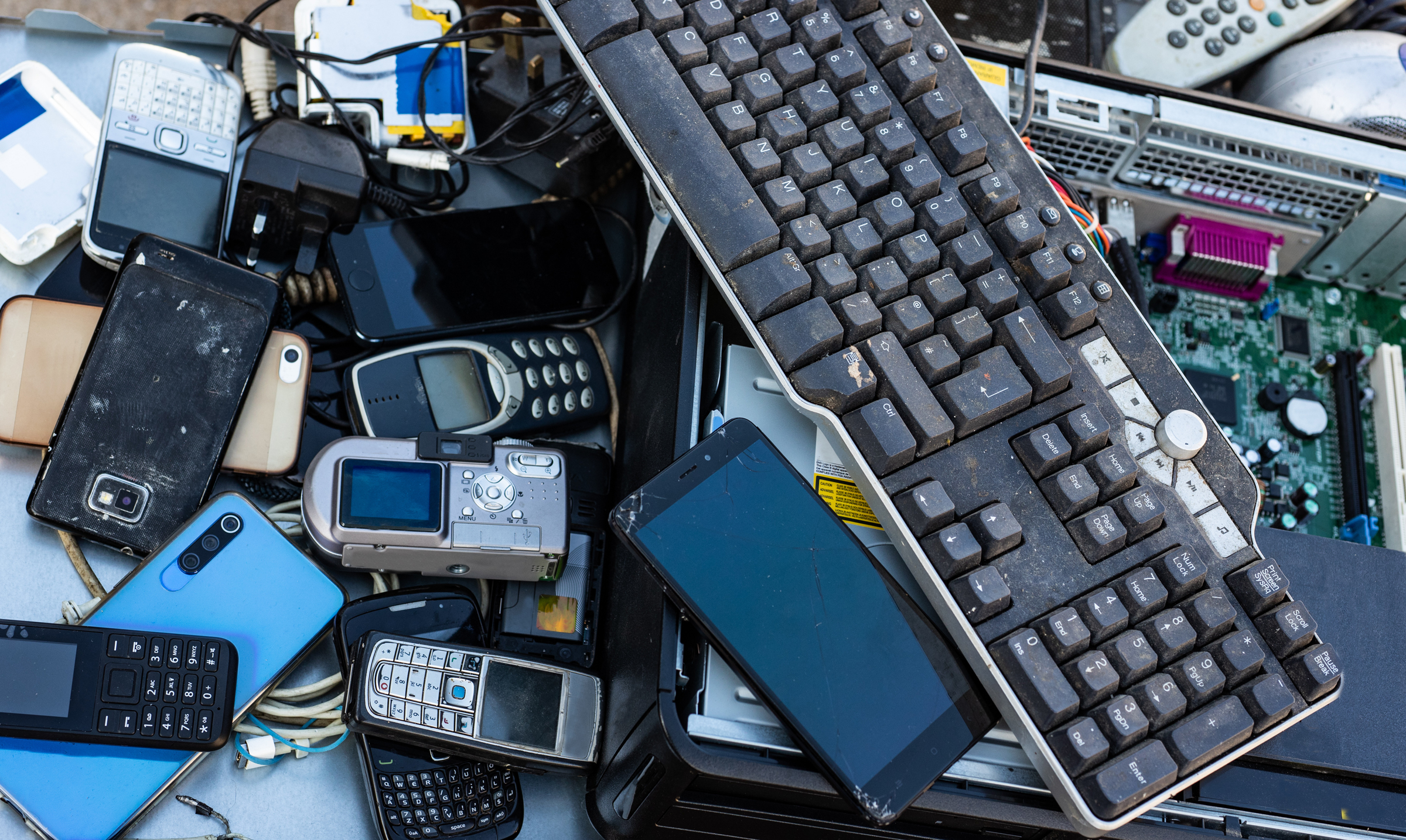 a pile of electronic waste (e-waste)