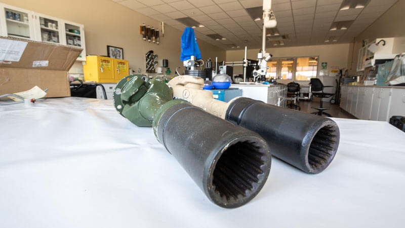 Drive shafts from an LAV on a table