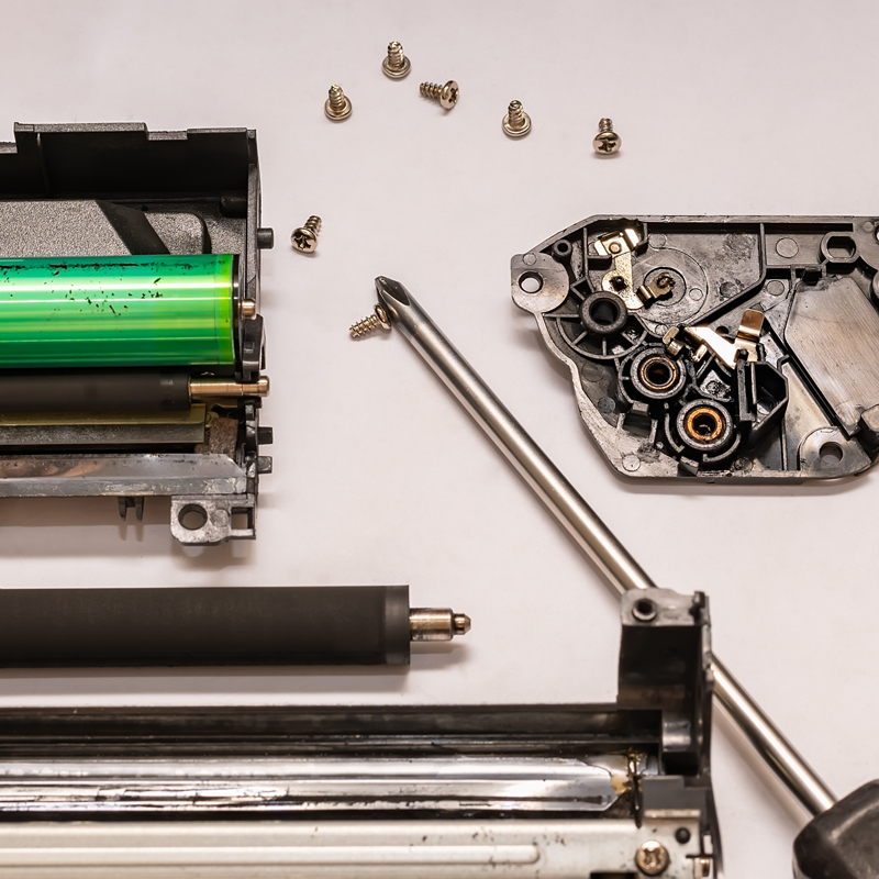 Laser ink cartridge pieces