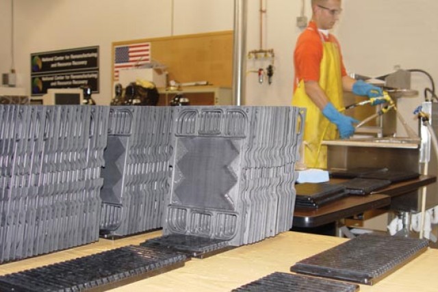 Student producing recycled parts