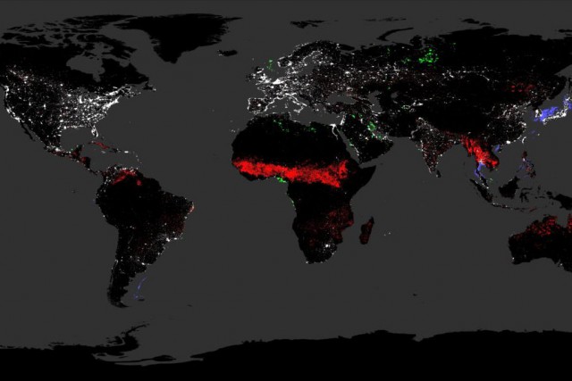 satellite image of the world at night.