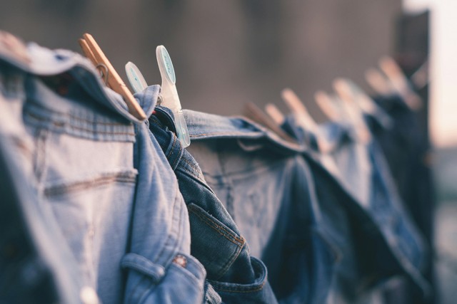 Hanging denim dries outside