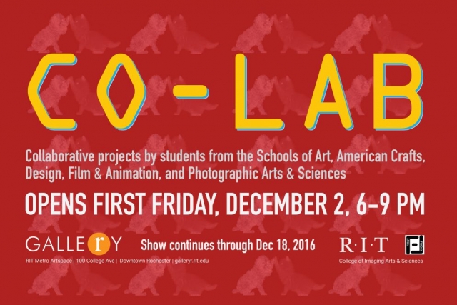 red image with "CO - LAB" in yellow font