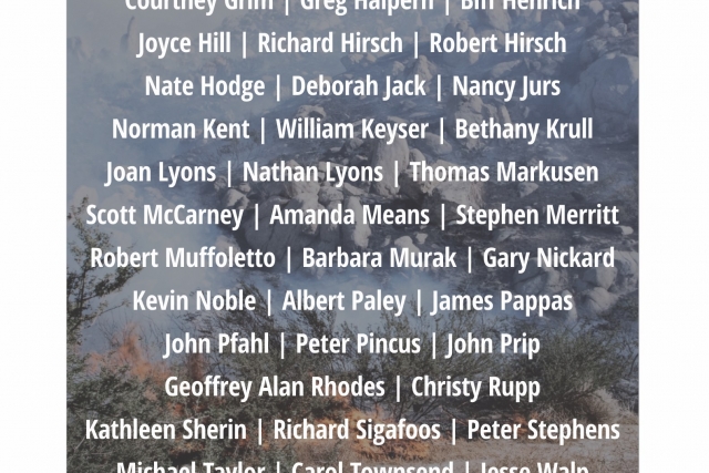 image lists the artists in the show over a photo by greg halpern