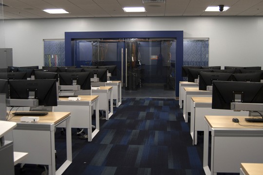 Computer lab from front looking at Server Room